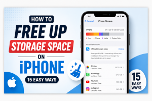 iPhone storage management guide showing how to free up storage space on iPhone with 15 easy methods to improve performance and remove unnecessary files