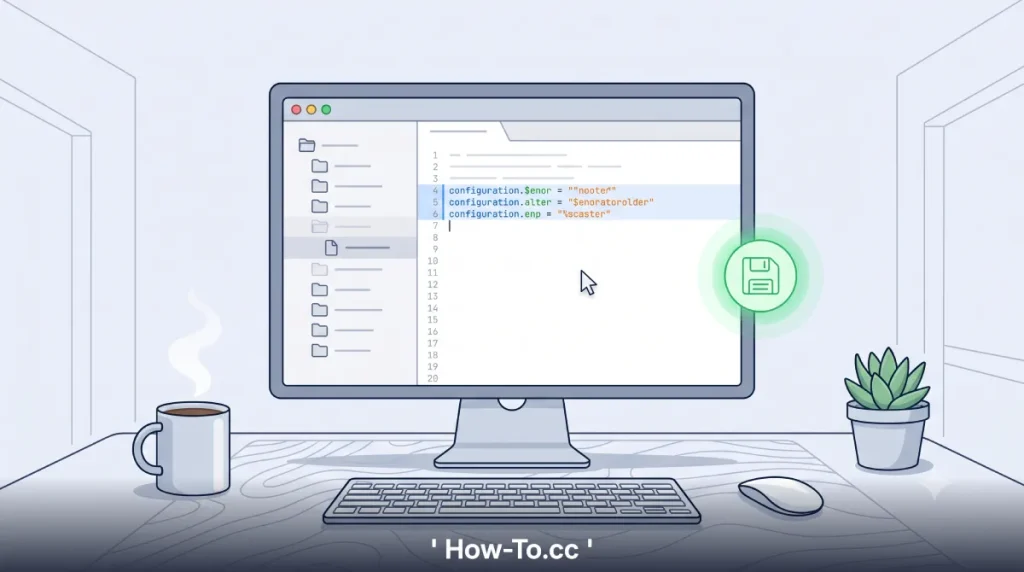 Diagram showing how to edit and save a hidden bash configuration file